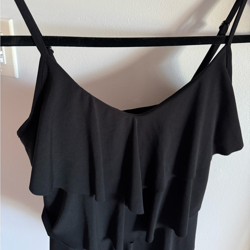 Magicsuit Tiered Ruffled Angled Tankini Swim Top Black Stretch Compression sz 12 - Picture 4 of 10